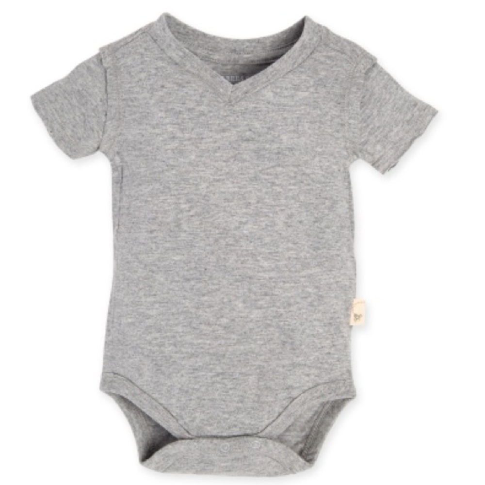 Burt’s Bees Organic Cotton Short Sleeve V Neck Bodysuit - Heather Grey 3M